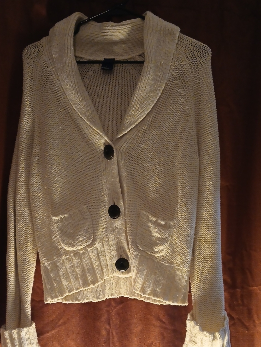 GAP Cream Shawl-Collar Button Front Cardigan